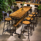 Tables de bar industrielles en métal et bois marron et noir