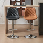 Tabouret de bar pivotant et réglable en cuir capitonné chic