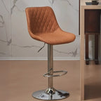 Tabouret de bar pivotant et réglable en cuir capitonné chic