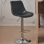 Tabouret de bar pivotant et réglable en cuir capitonné chic
