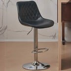 Tabouret de bar pivotant et réglable en cuir capitonné chic
