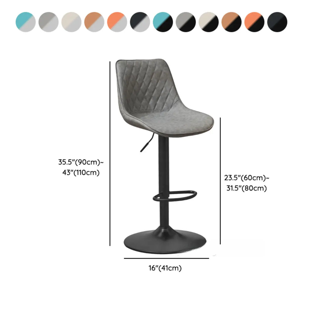 Tabouret de bar pivotant et réglable en cuir capitonné chic