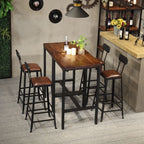 Tables de bar carrées industrielles en bois brun