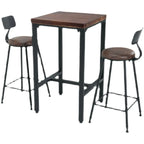 Tables de bar carrées industrielles en bois brun