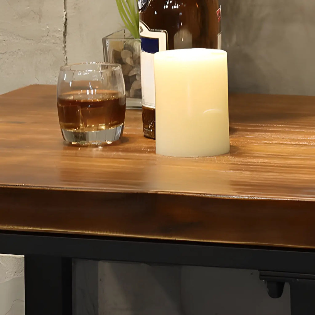 Tables de bar carrées industrielles en bois brun