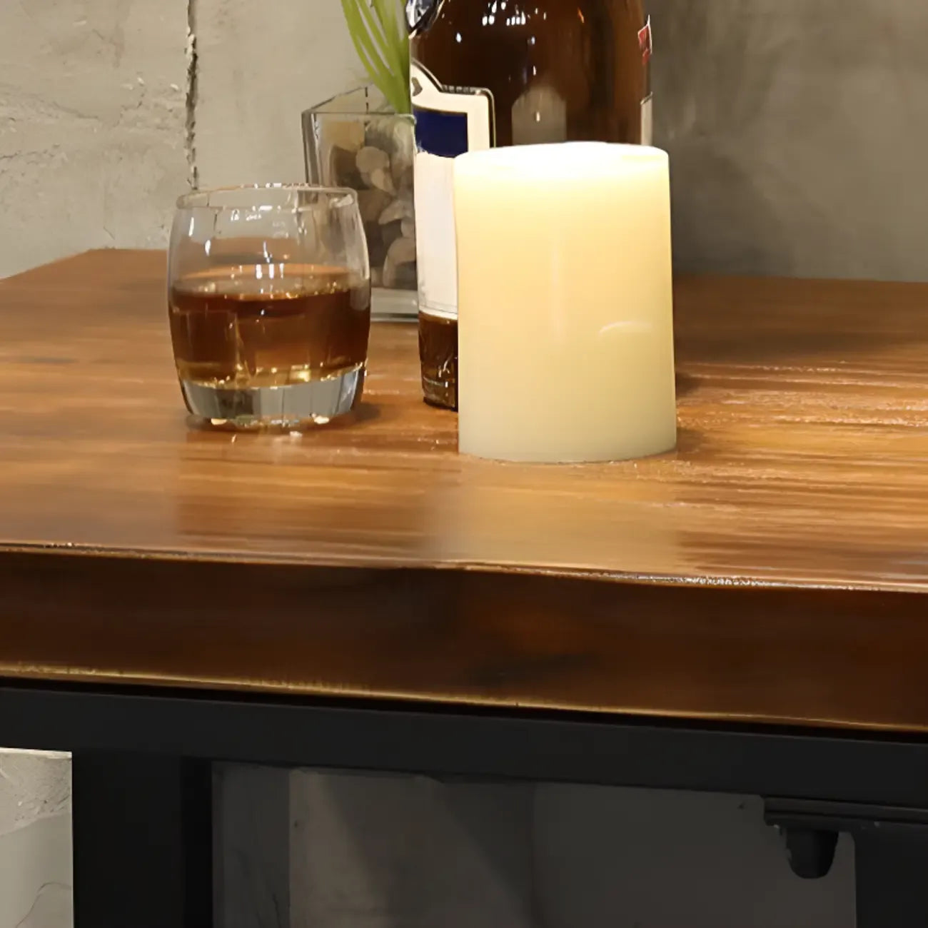 Tables de bar carrées industrielles en bois brun