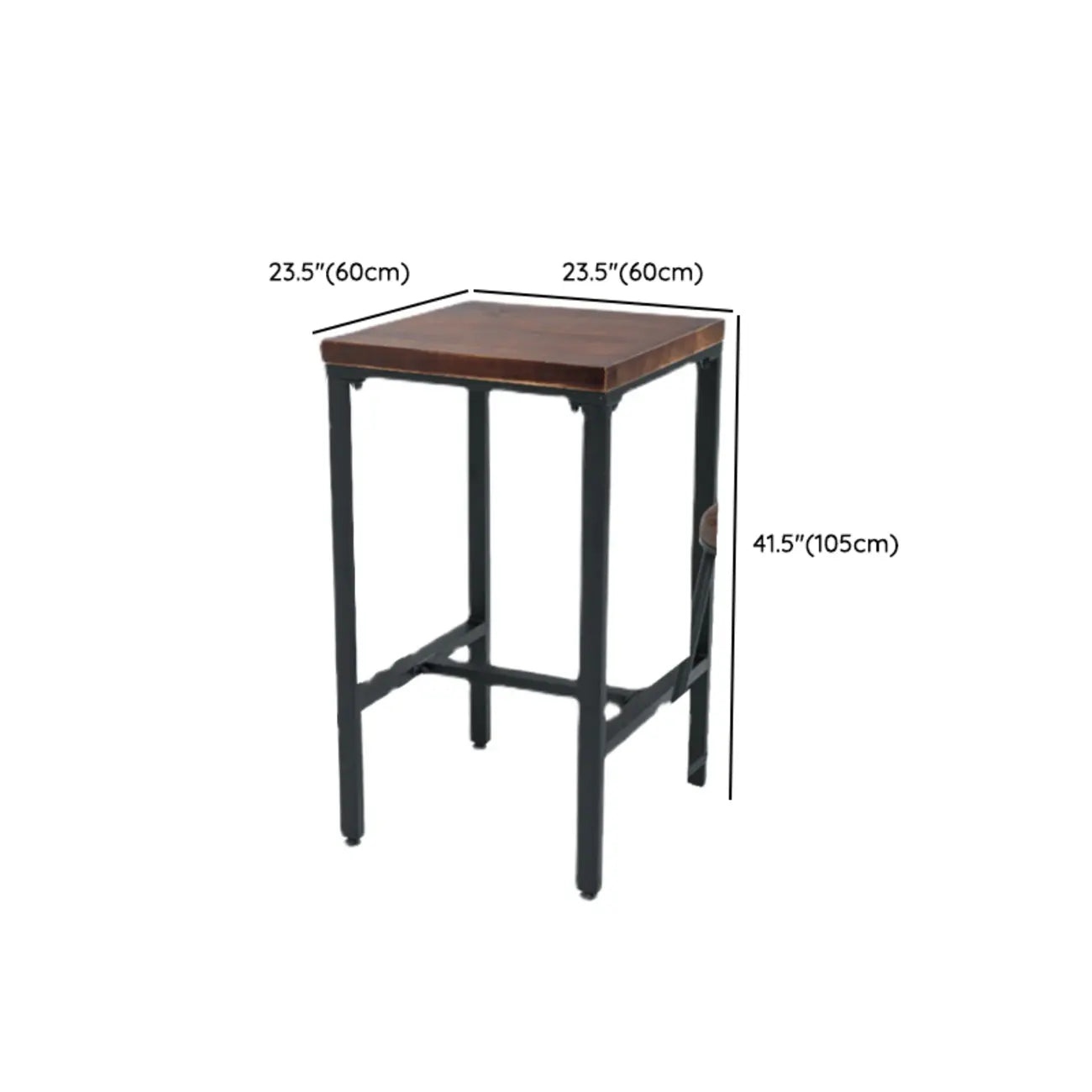 Tables de bar carrées industrielles en bois brun