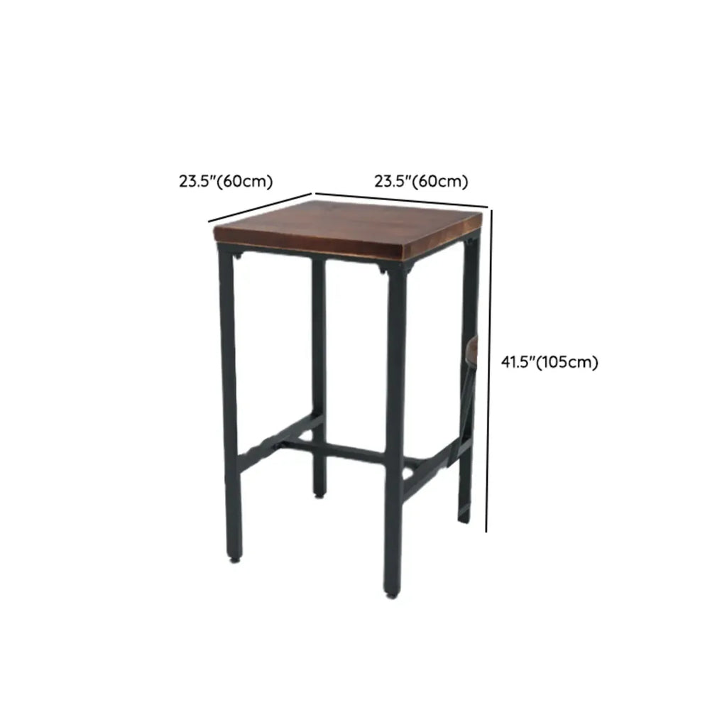 Tables de bar carrées industrielles en bois brun