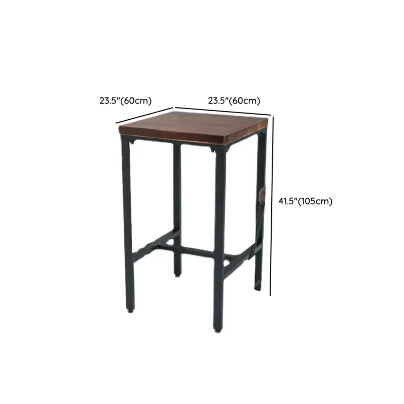 Tables de bar carrées industrielles en bois brun