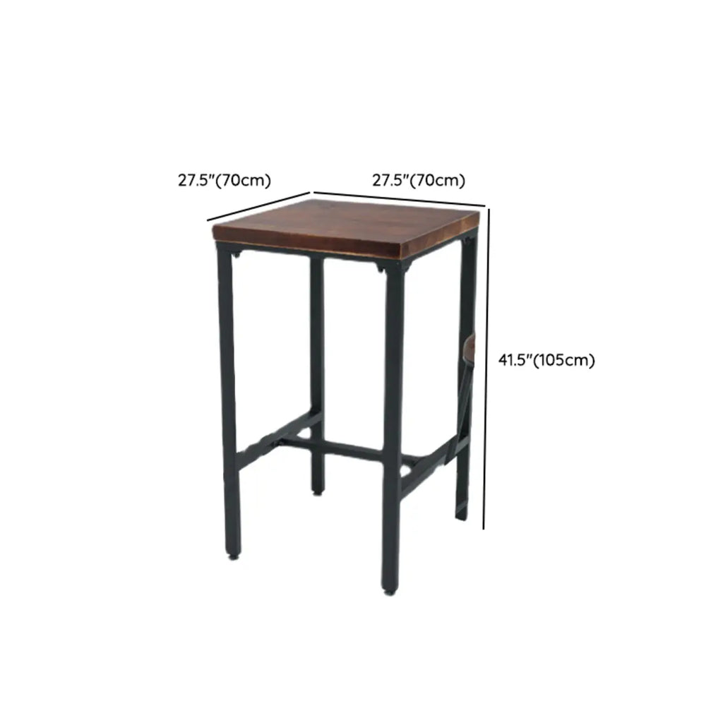 Tables de bar carrées industrielles en bois brun