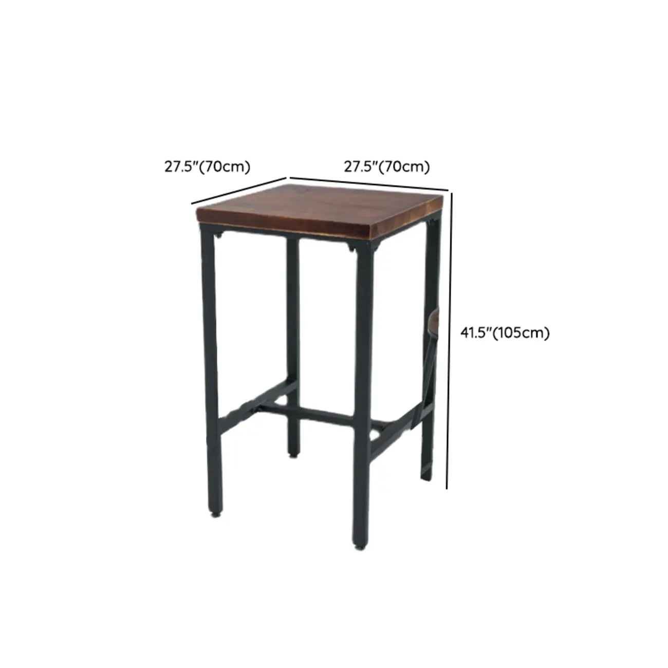 Tables de bar carrées industrielles en bois brun