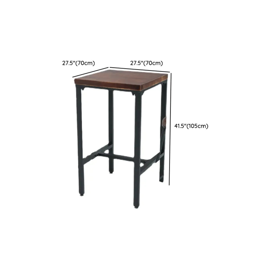 Tables de bar carrées industrielles en bois brun