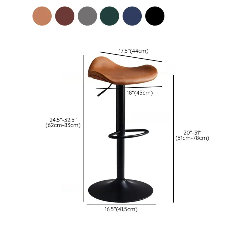 Tabourets de bar pivotants réglables en cuir vert moderne Saddle Fax