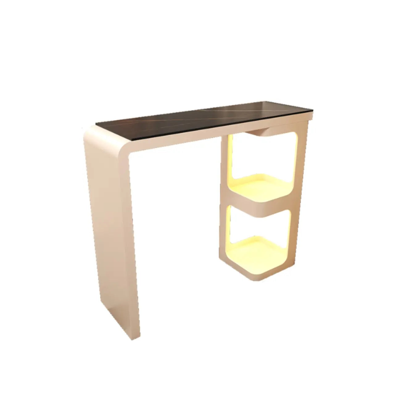 Table de bistro en métal blanc ardoise avec rangement