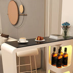 Table de bistro en métal blanc ardoise avec rangement