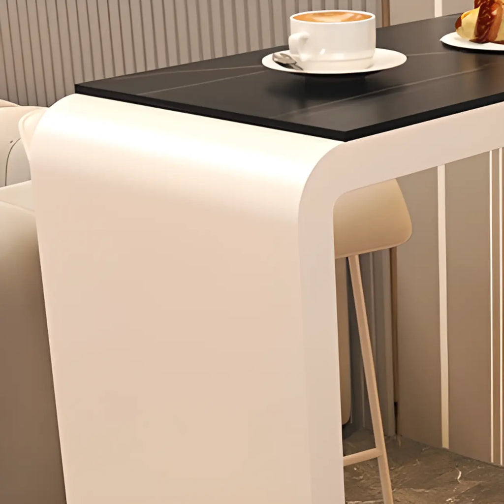 Table de bistro en métal blanc ardoise avec rangement