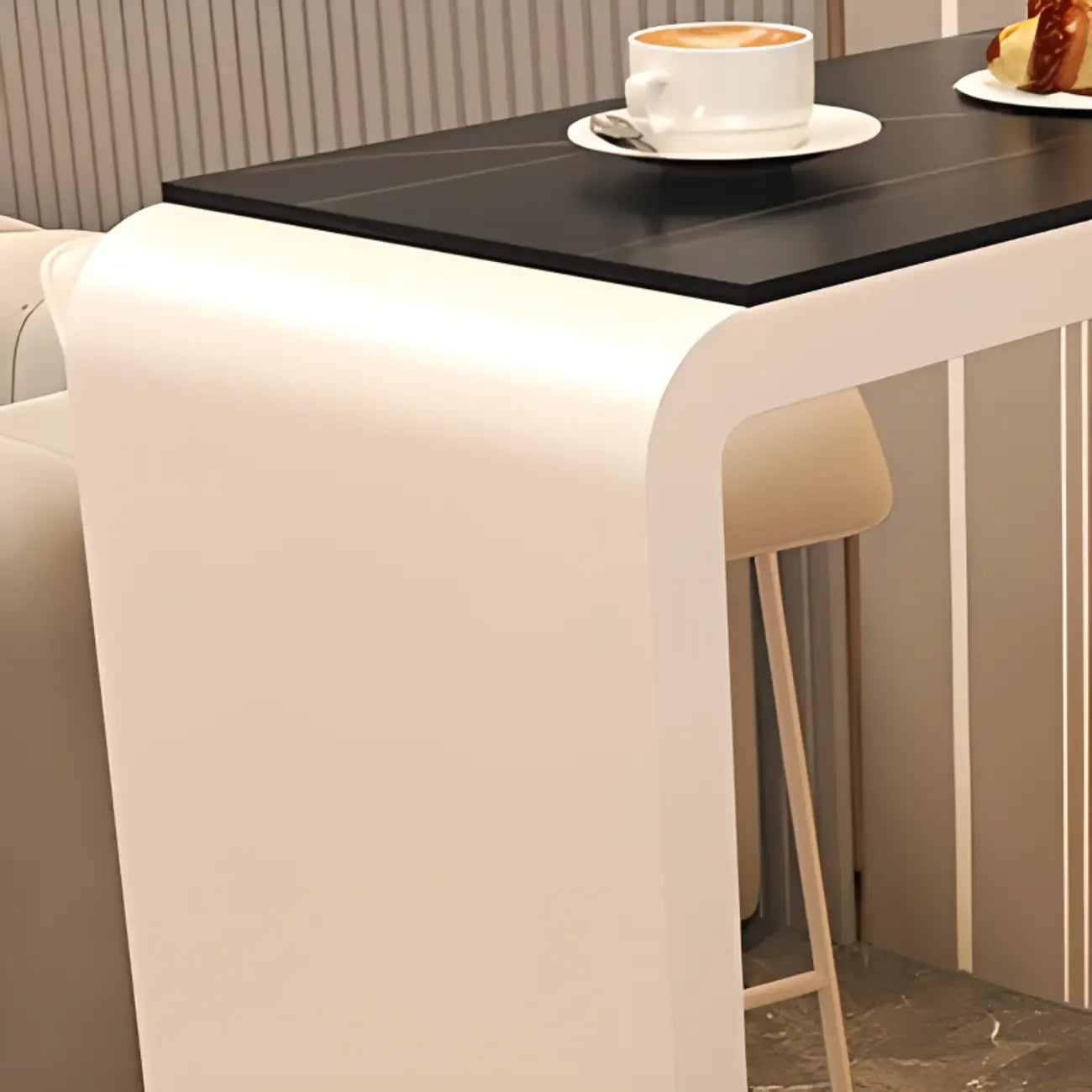 Table de bistro en métal blanc ardoise avec rangement