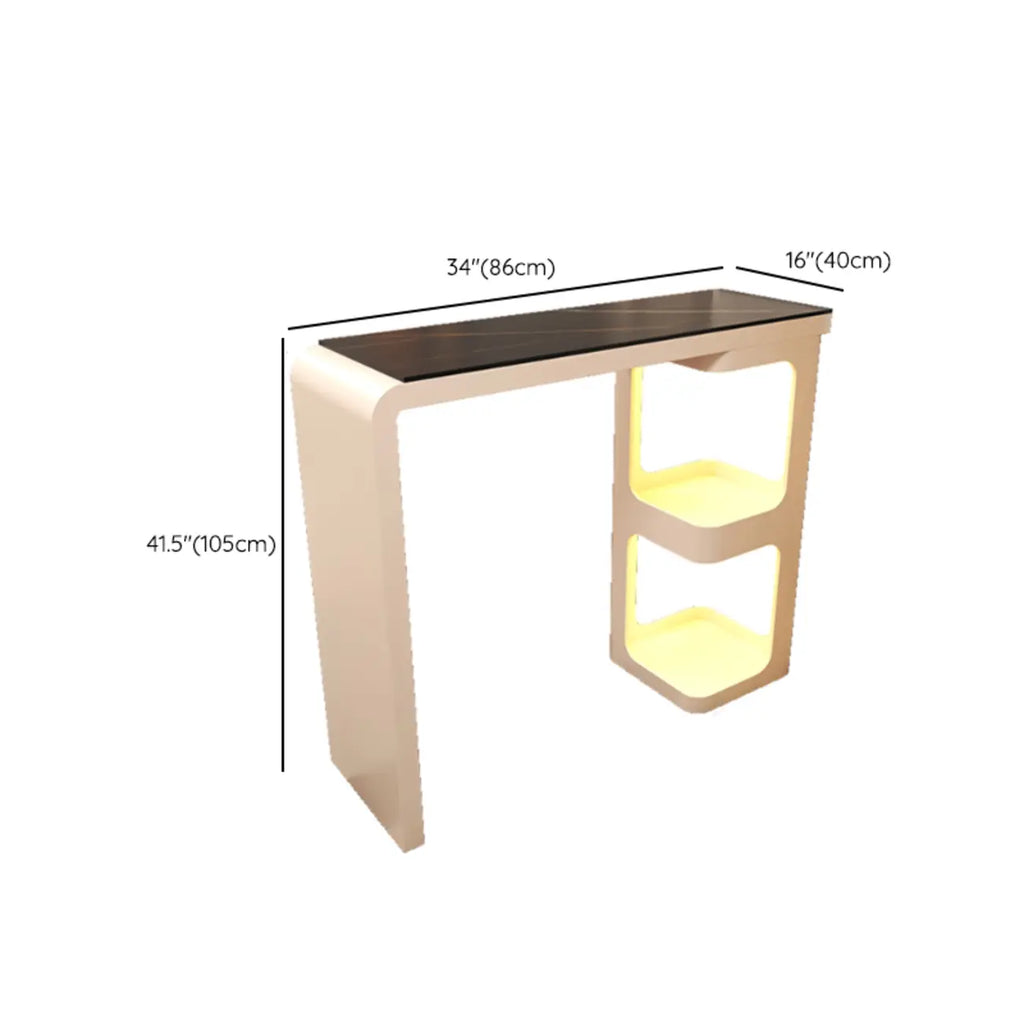 Table de bistro en métal blanc ardoise avec rangement