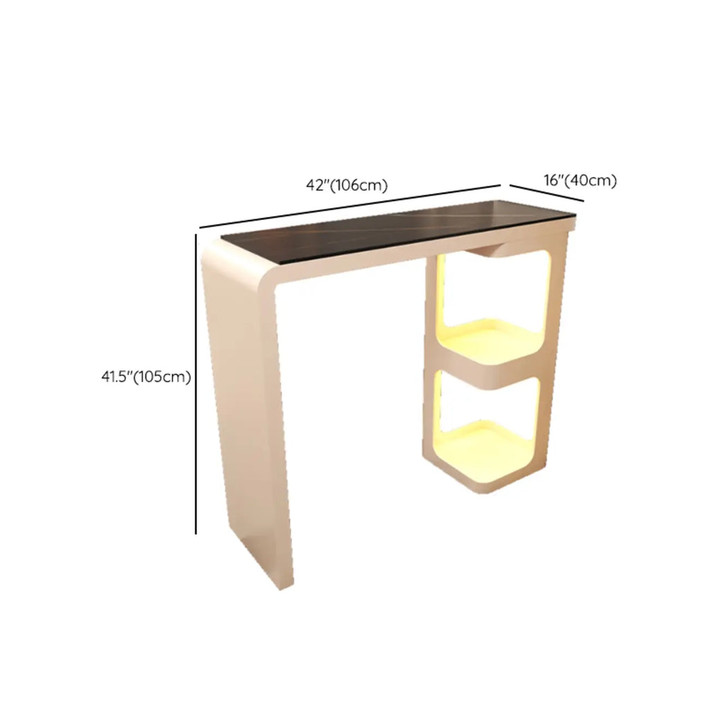 Table de bistro en métal blanc ardoise avec rangement