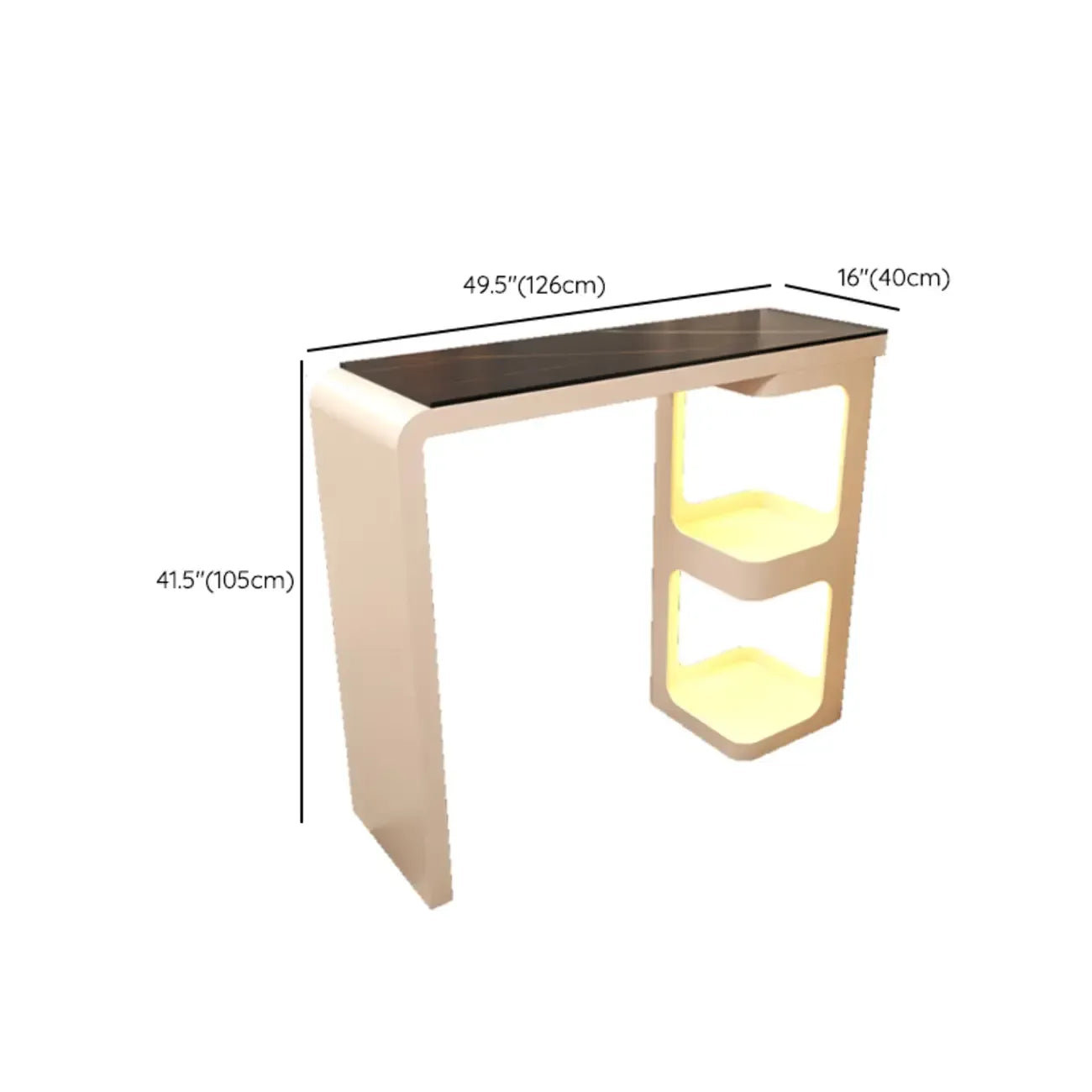 Table de bistro en métal blanc ardoise avec rangement