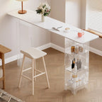 Tables de bar modernes avec plateau en bois noir et rangement en acrylique transparent