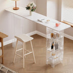 Tables de bar modernes avec plateau en bois noir et rangement en acrylique transparent