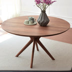 Table de salle à manger ronde moderne en bois massif marron