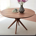 Table de salle à manger ronde moderne en bois massif marron