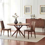 Table de salle à manger ronde moderne en bois massif marron