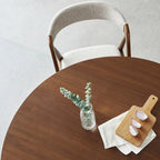 Table de salle à manger ronde moderne en bois massif marron