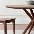 Table de salle à manger ronde moderne en bois massif marron
