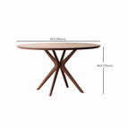 Table de salle à manger ronde moderne en bois massif marron