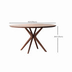 Table de salle à manger ronde moderne en bois massif marron