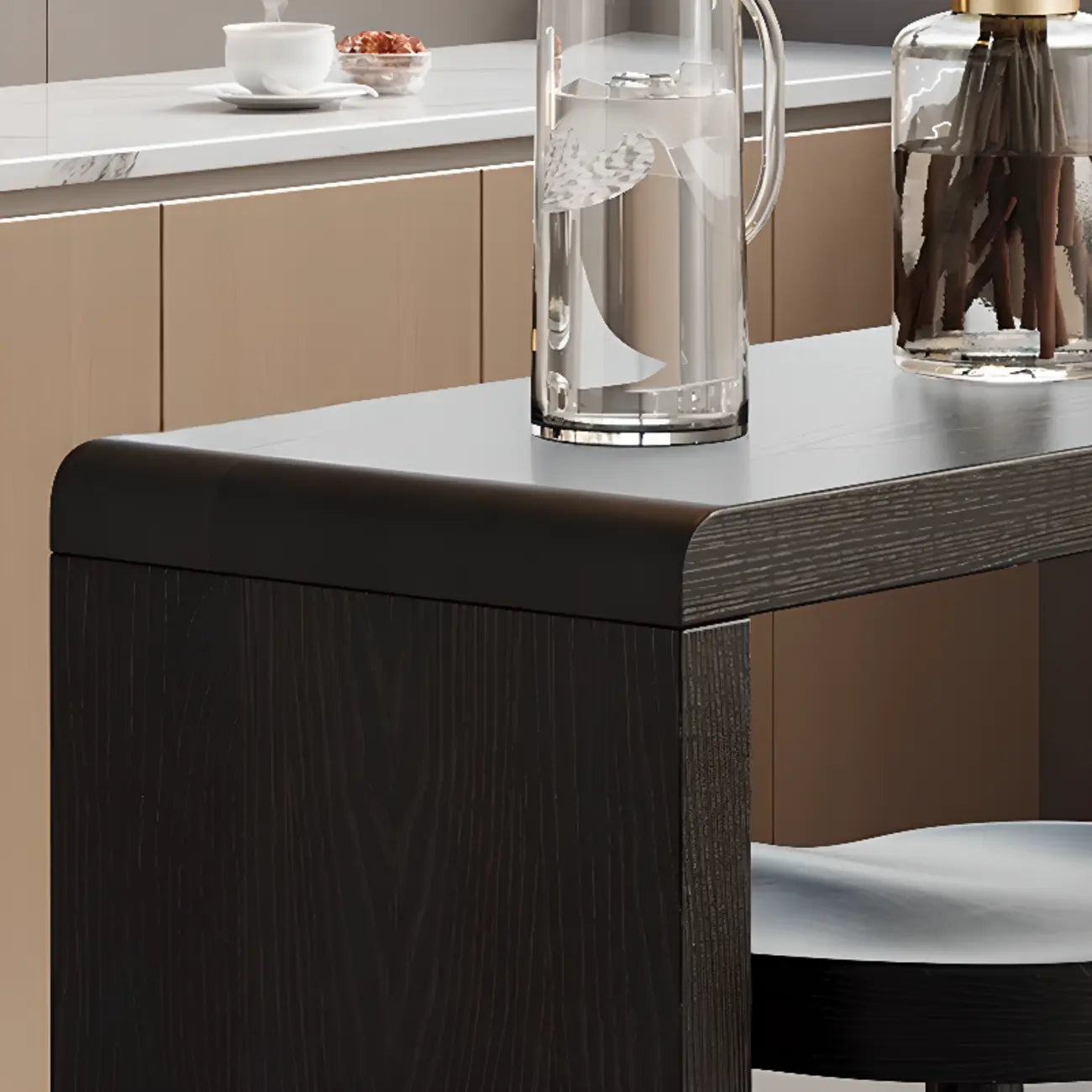 Tables de bar modernes en bois noir avec rangement