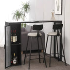 Tables de bar modernes en métal noir avec plateau fixe et rangement