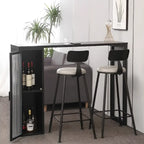 Tables de bar modernes en métal noir avec plateau fixe et rangement