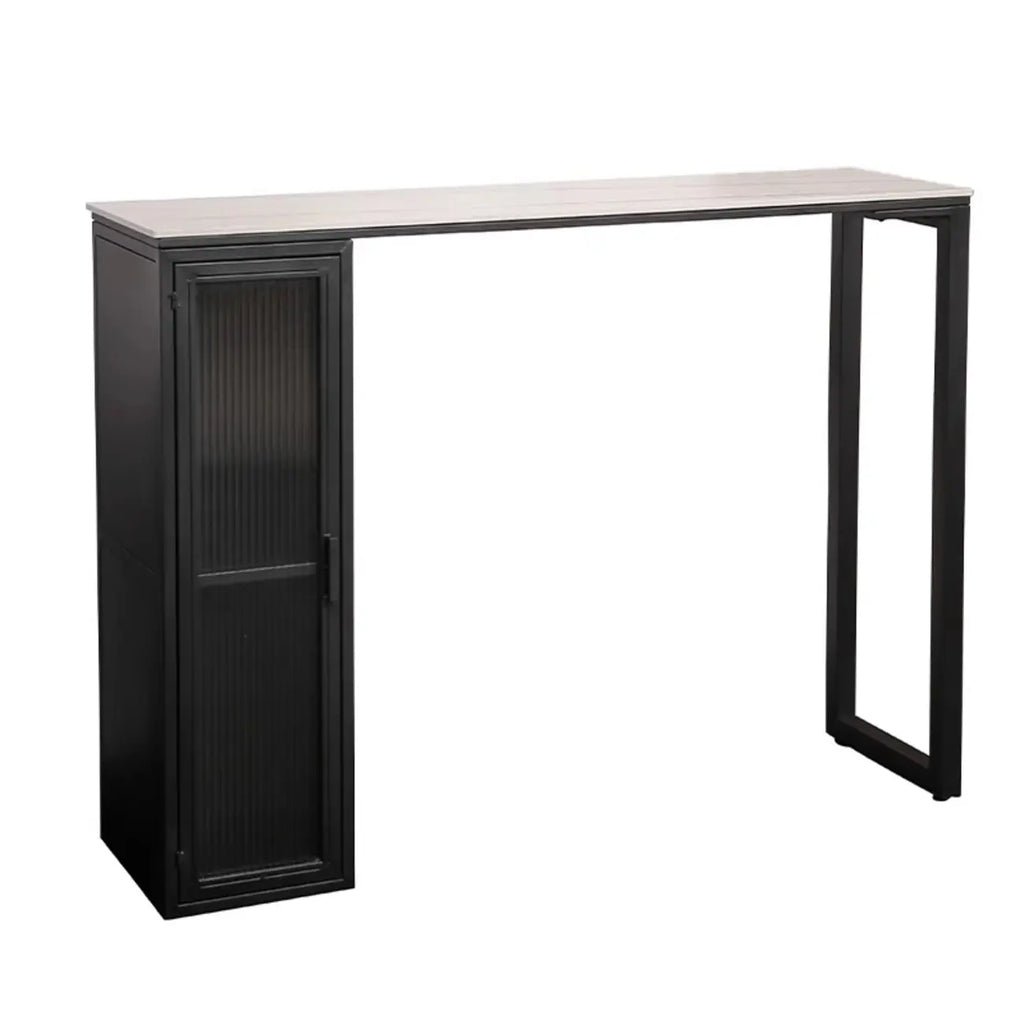 Tables de bar modernes en métal noir avec plateau fixe et rangement