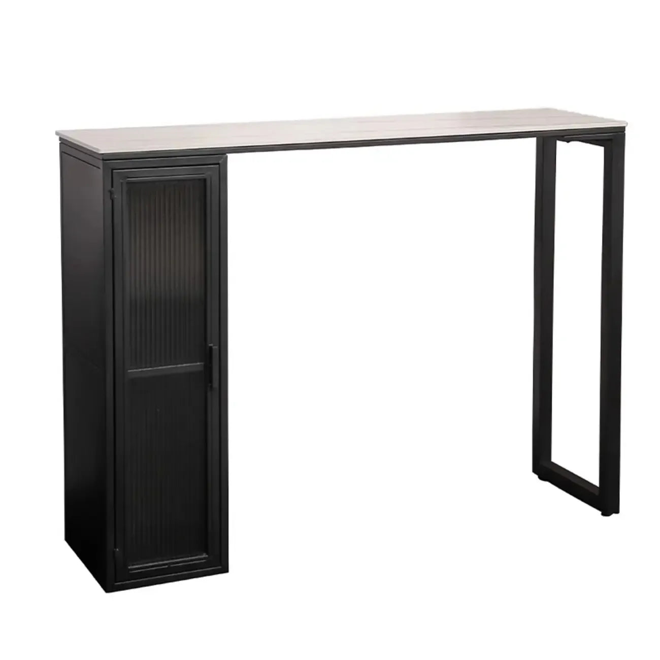 Tables de bar modernes en métal noir avec plateau fixe et rangement