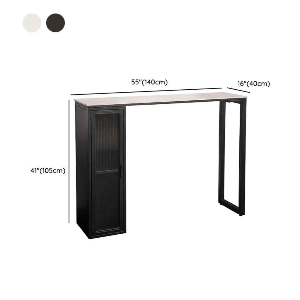 Tables de bar modernes en métal noir avec plateau fixe et rangement
