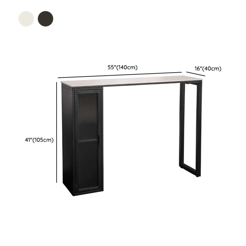 Tables de bar modernes en métal noir avec plateau fixe et rangement