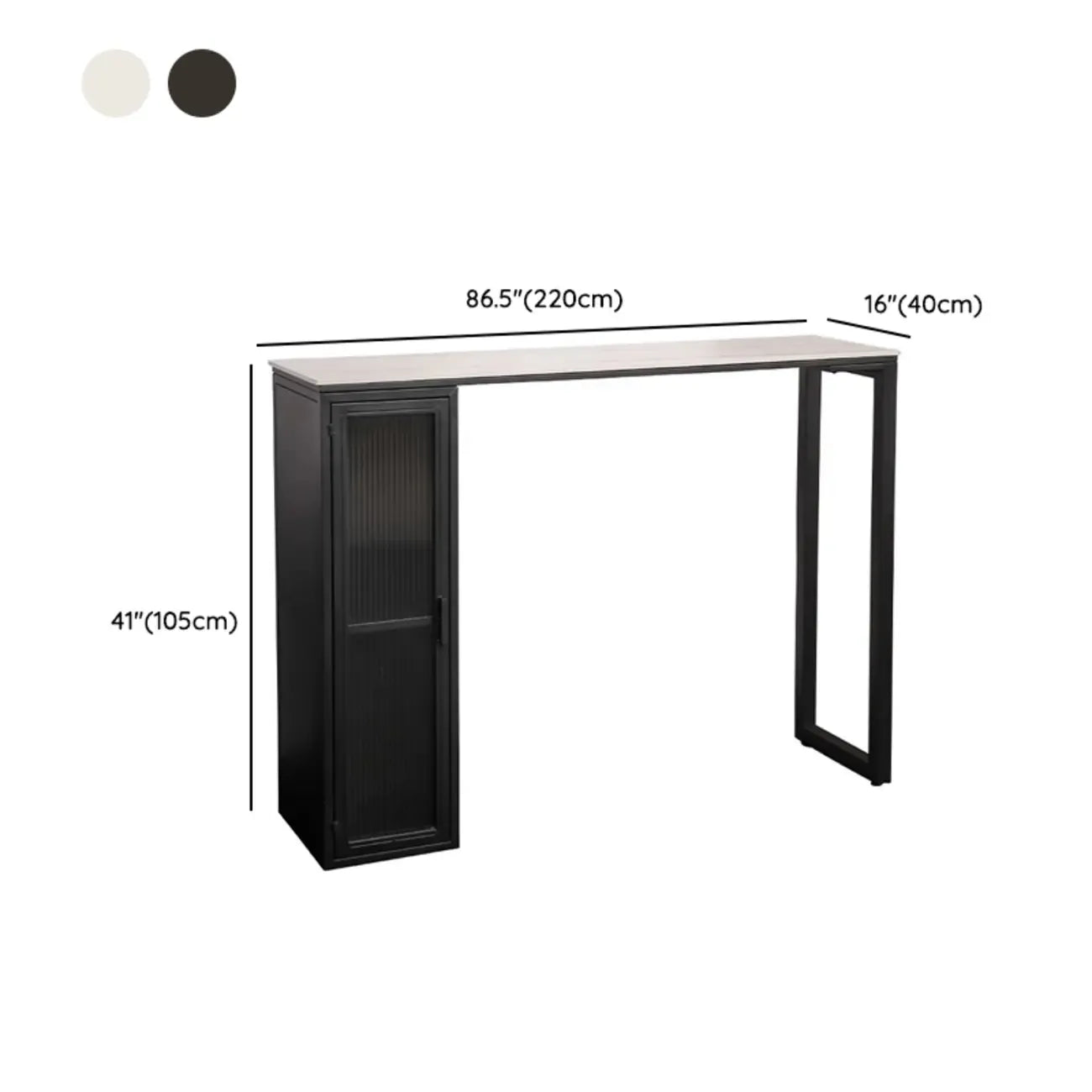 Tables de bar modernes en métal noir avec plateau fixe et rangement