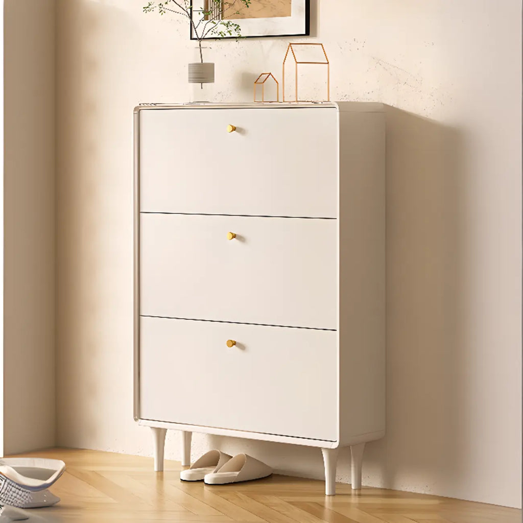 Meuble à chaussures d'entrée en bois beige avec rangement dissimulé