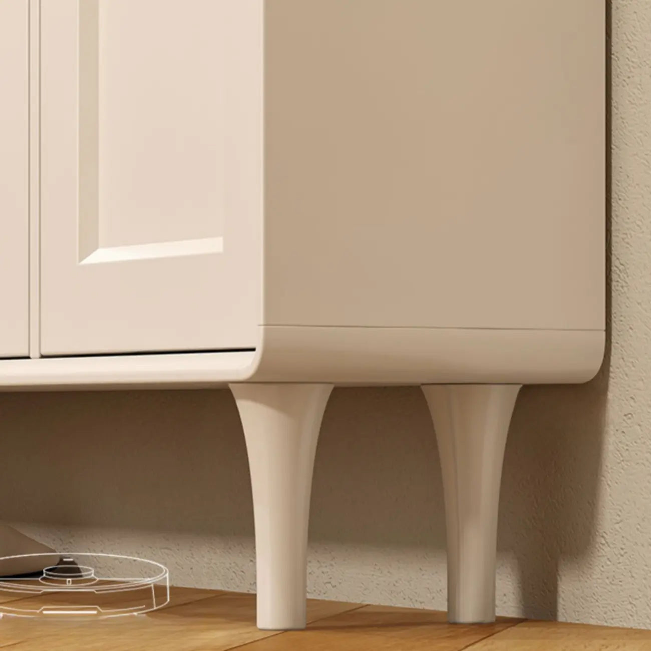 Meuble à chaussures d'entrée en bois beige avec rangement dissimulé