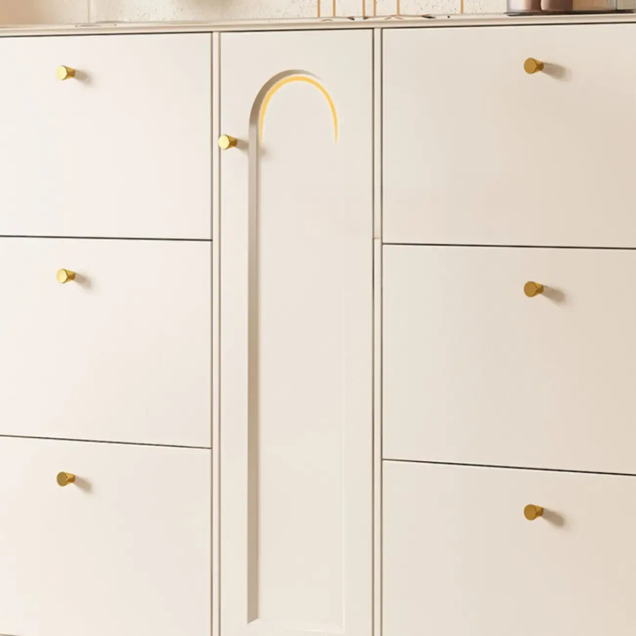 Meuble à chaussures d'entrée en bois beige avec rangement dissimulé