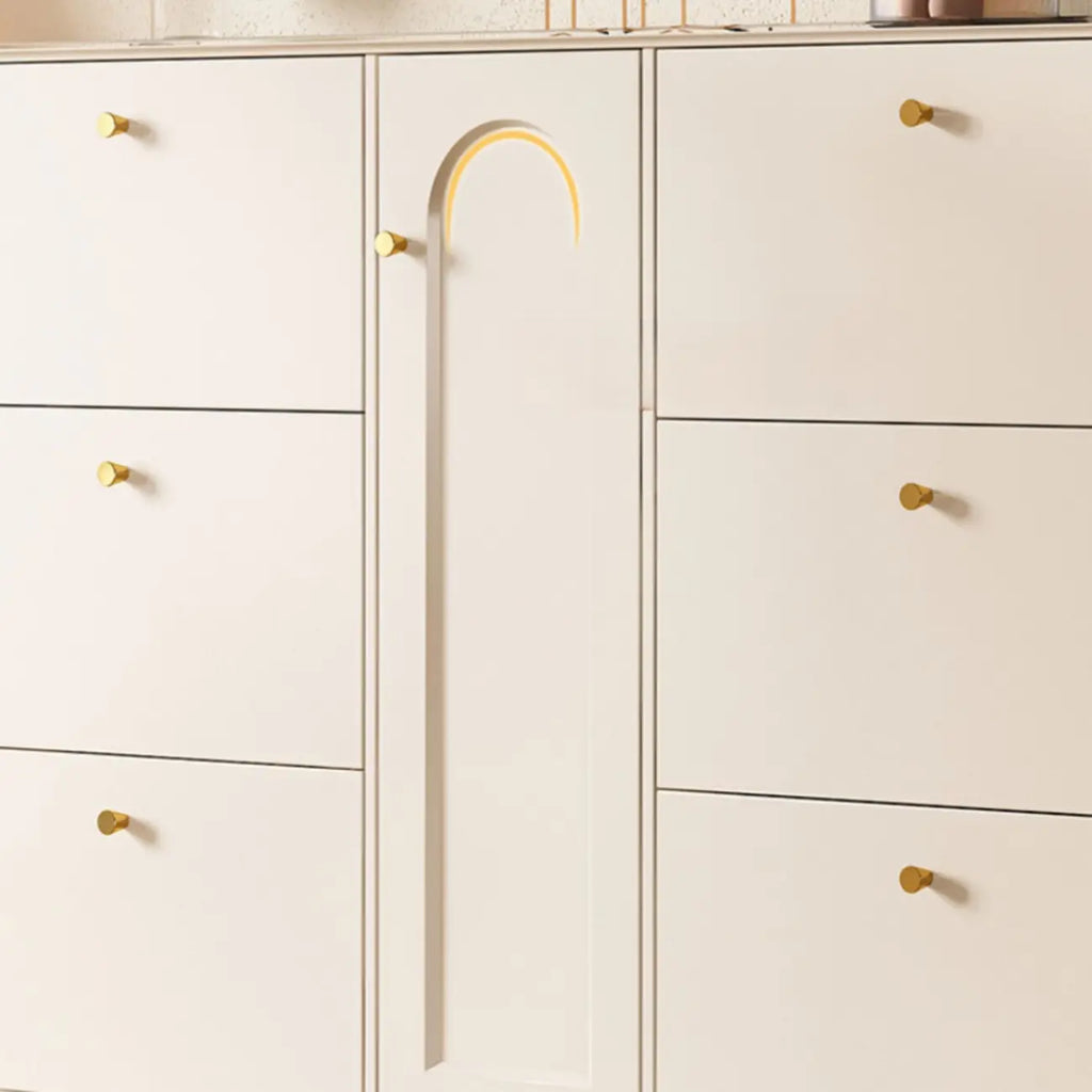 Meuble à chaussures d'entrée en bois beige avec rangement dissimulé