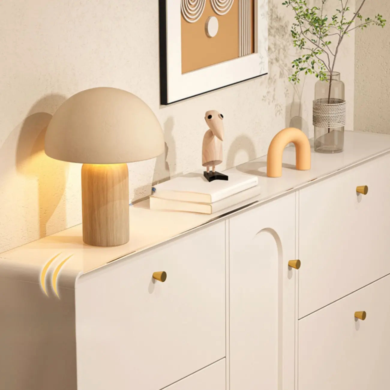 Meuble à chaussures d'entrée en bois beige avec rangement dissimulé