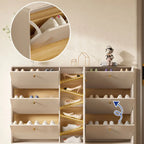 Meuble à chaussures d'entrée en bois beige avec rangement dissimulé