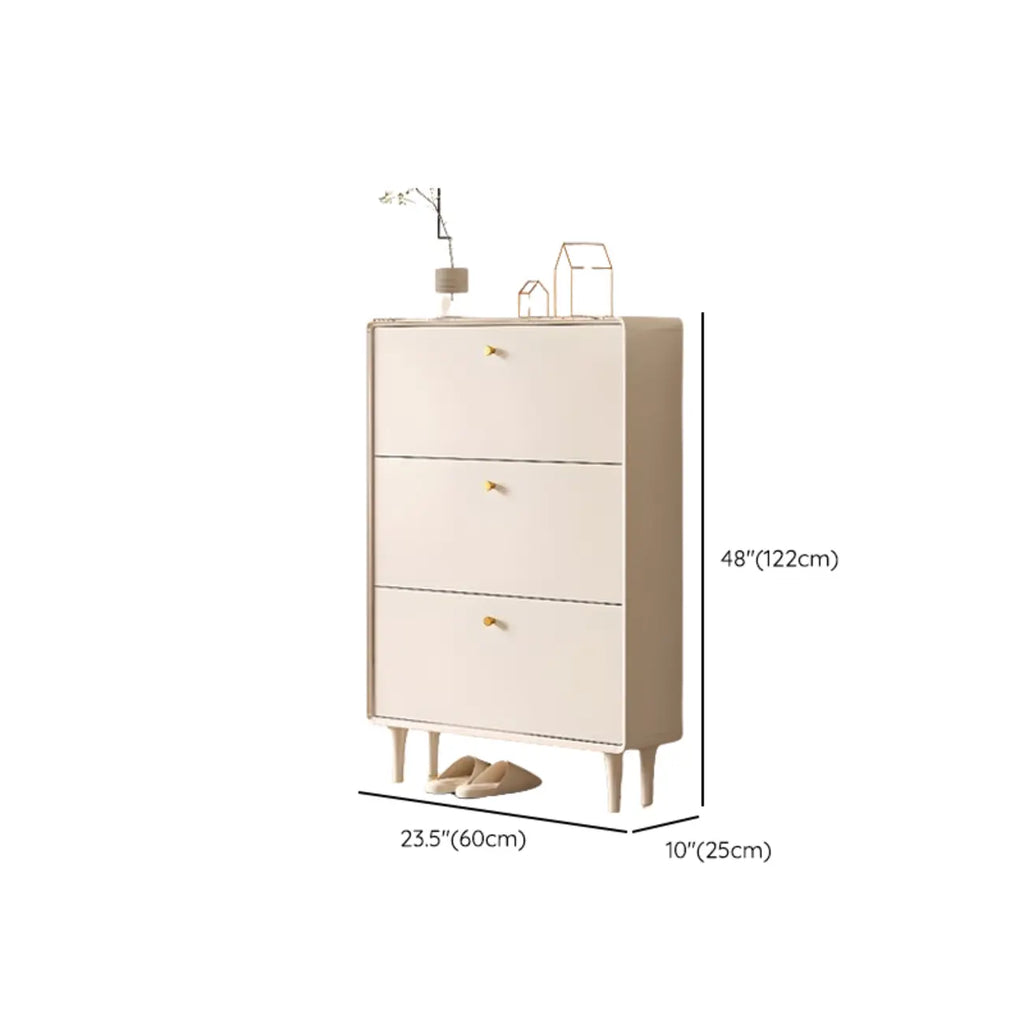 Meuble à chaussures d'entrée en bois beige avec rangement dissimulé