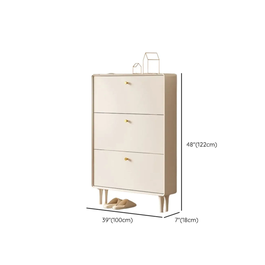 Meuble à chaussures d'entrée en bois beige avec rangement dissimulé