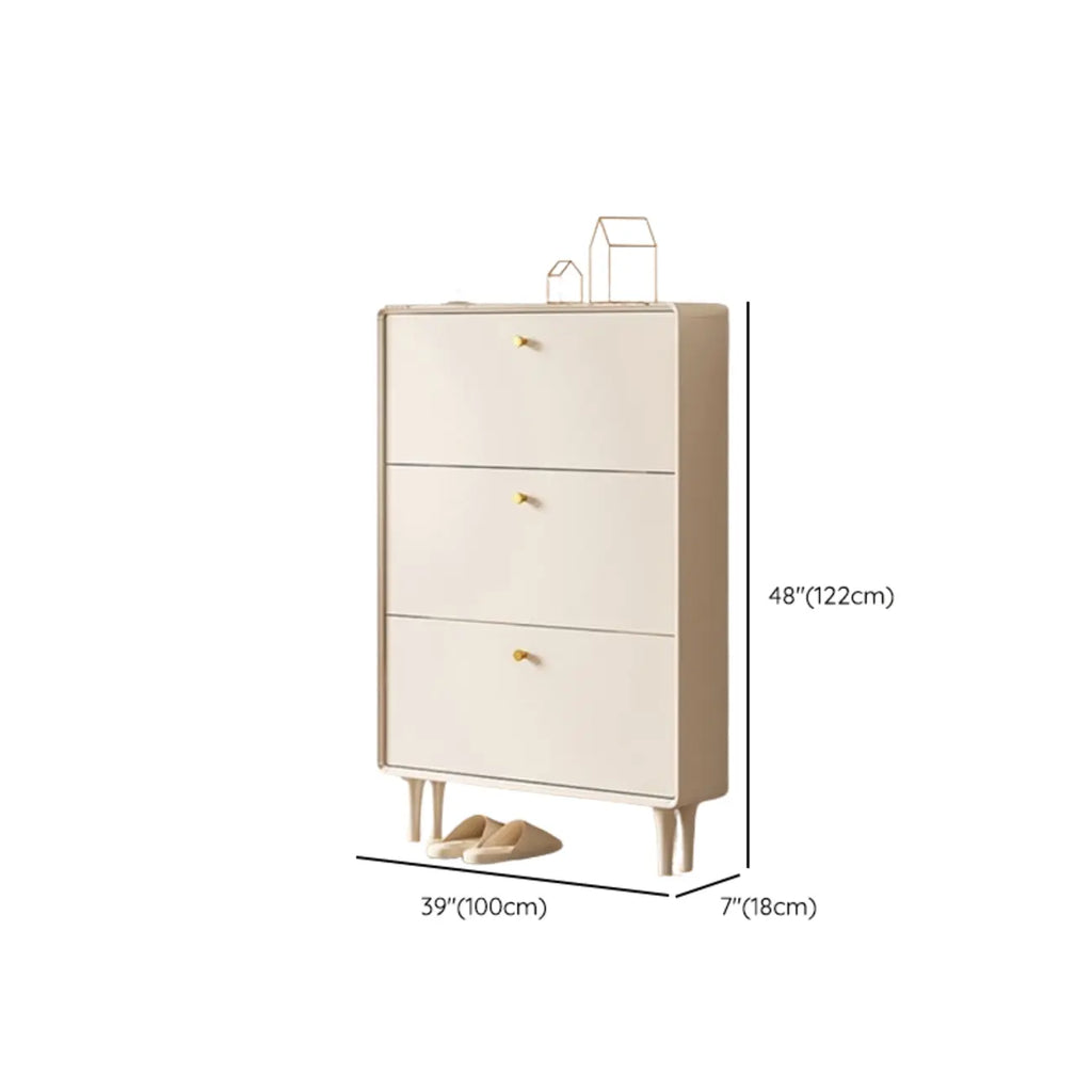 Meuble à chaussures d'entrée en bois beige avec rangement dissimulé